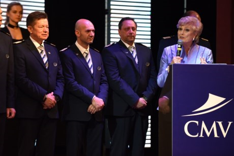 Angela Rippon at the launch ceremony of cruise ship Columbus 